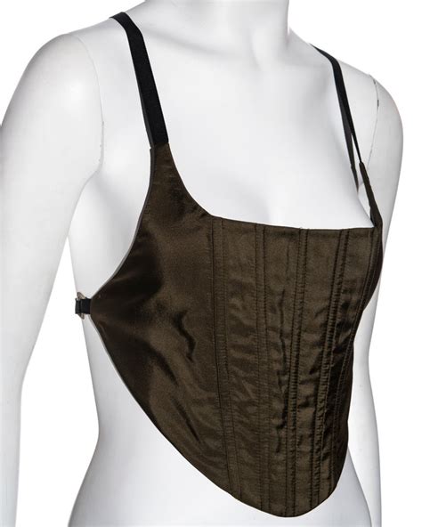 Prada khaki green silk corset top, fw 1999 